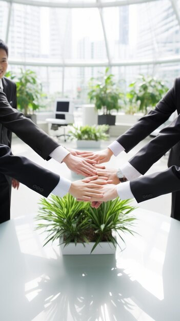 Les hommes d'affaires s'unissent dans l'unité et le travail d'équipe