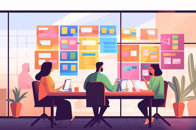 Des hommes d'affaires travaillant au bureau Illustration de type vectoriel coloré Concept de travail d'équipe