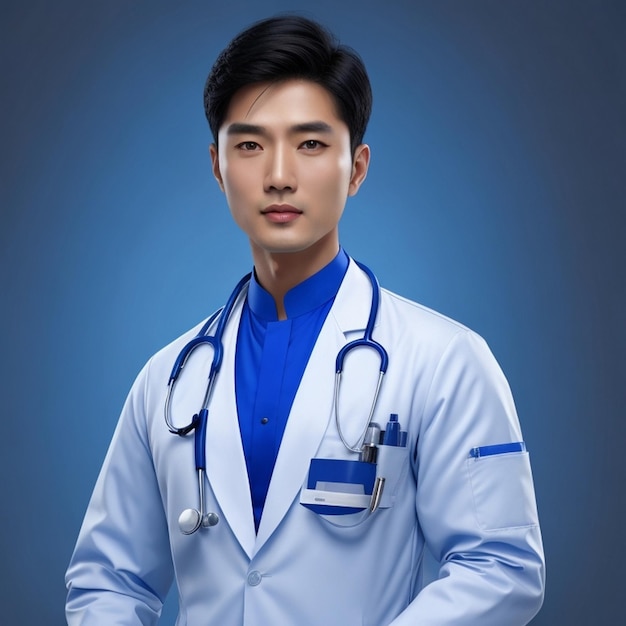 Hommes asiatiques Docteur Ware Uniforme de couleur bleue