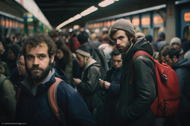 Des hommes et des enfants réfugiés attendent de traverser la frontière à la gare de Sid.