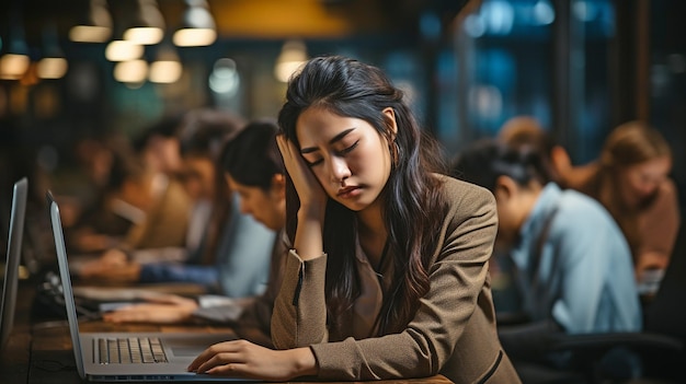 Les hommes et les femmes d'affaires au bureau sont stressés et épuisés.