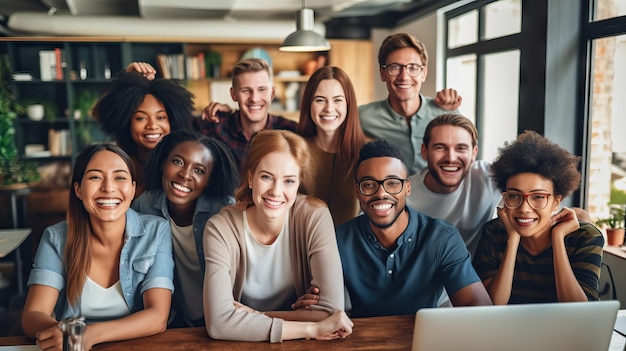 Hommes et femmes atypiques dans un bureau moderne Heureux hommes d'affaires riant tout en collaborant