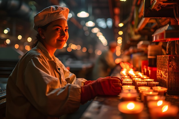 Photo des hommes et des femmes heureux travaillant dans une usine d'emballage de produits