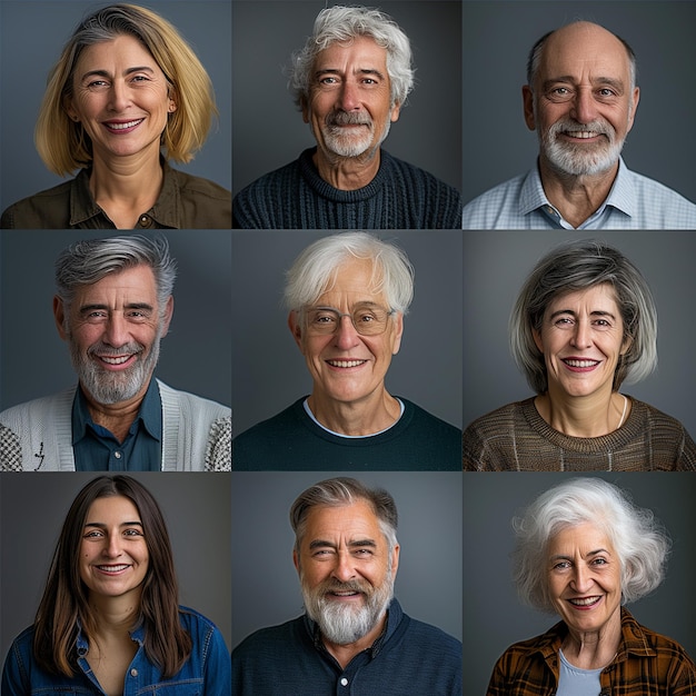 Des hommes et des femmes souriants en photo de tête