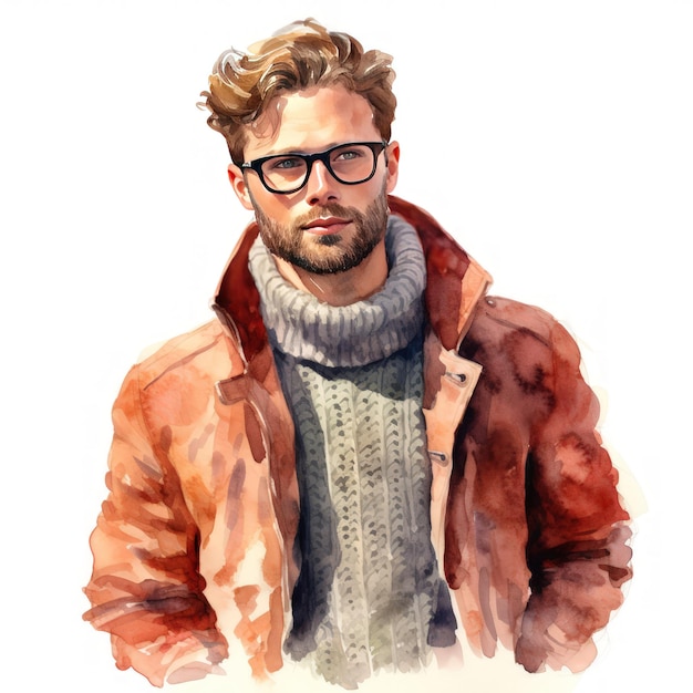 Hommes en pull aquarelle Clipart