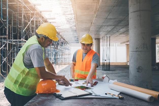 Hommes travaillant sur un chantier de construction
