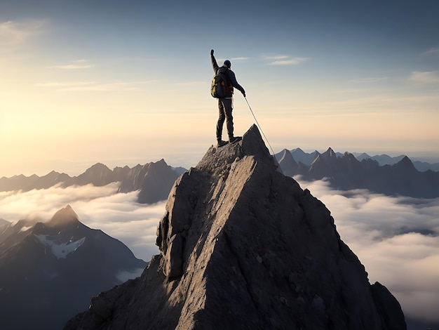 Hommes voyageurs photo gratuits faisant de la randonnée dans les montagnes tout en ayant une visite de vacances générée par ai