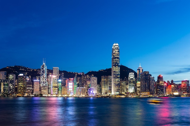 Hong Kong city skyline at night