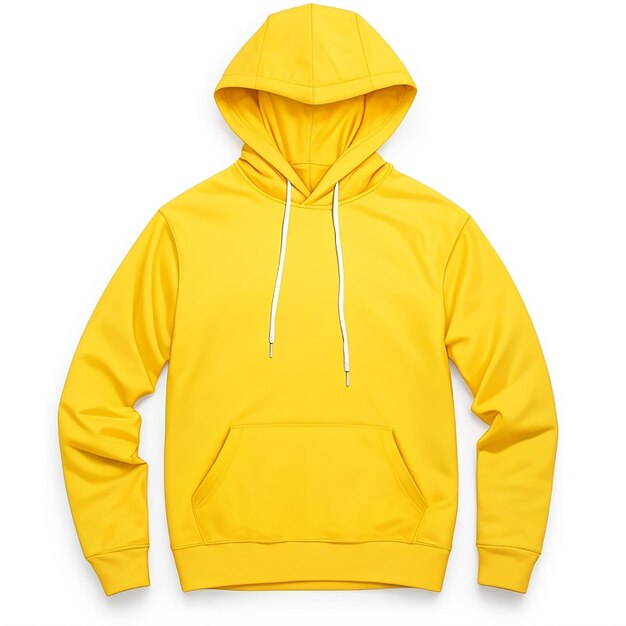 Photo hoodie jaune vide isolé sur fond blanc généré par l'ia