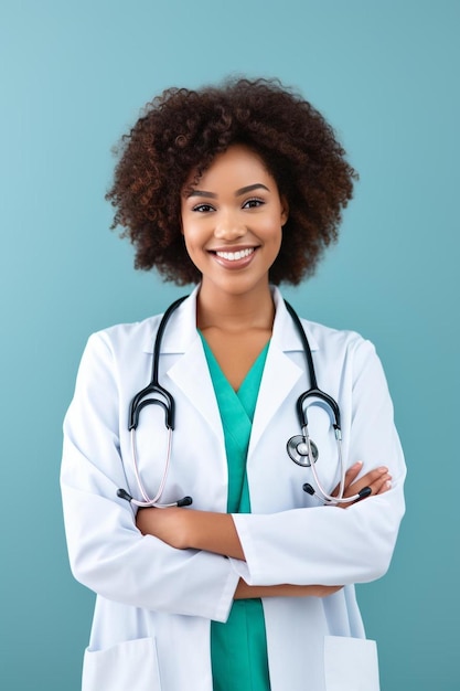 Photo hôpital médecin heureux et portrait de femme noire pour les soins médicaux assurance et bien-être soins de santé