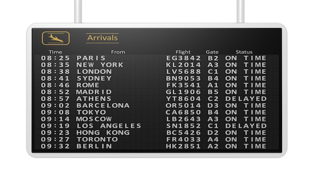 Horaire des arrivées à l'aéroport