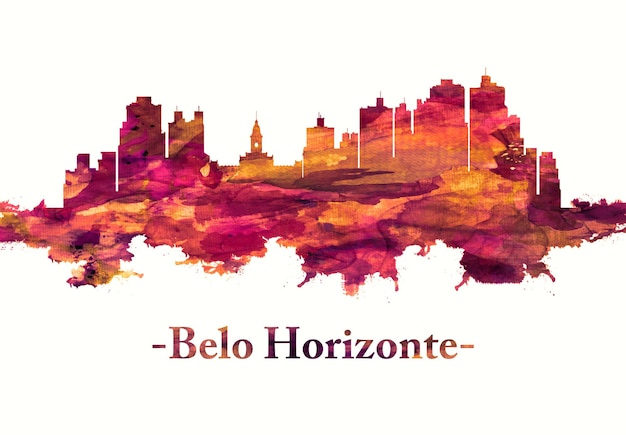 Horizon de Belo Horizonte Brésil en rouge