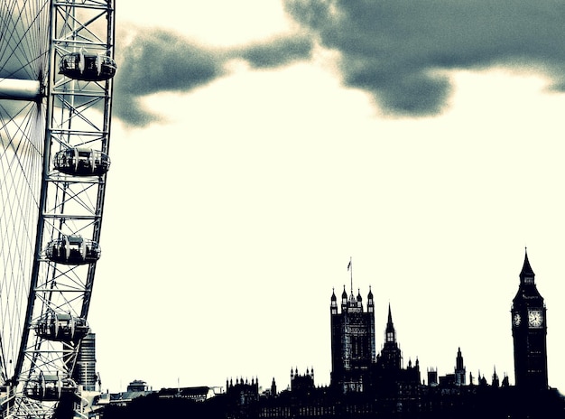 Photo l'horizon avec le big ben et le london eye