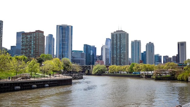 Horizon de Chicago isolé sur fond blanc États-Unis