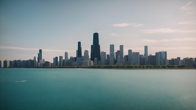 Horizon de Chicago avec lac et gratte-ciel bâtiments Illinois USA