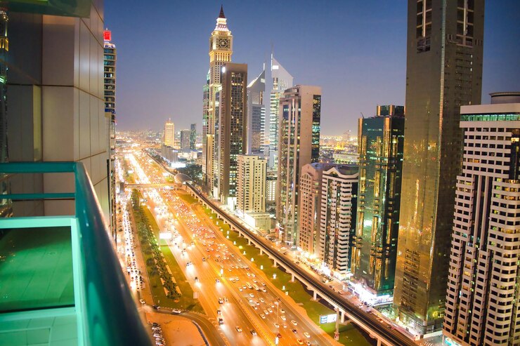 Photo l'horizon du centre-ville de dubaï aux émirats arabes unis