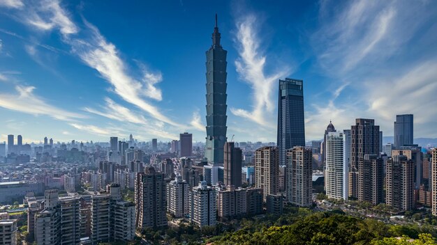 Photo l'horizon et le gratte-ciel de la ville de taïwan la belle ville de taipei l'horizontale et le gratta-ciel de taïwan