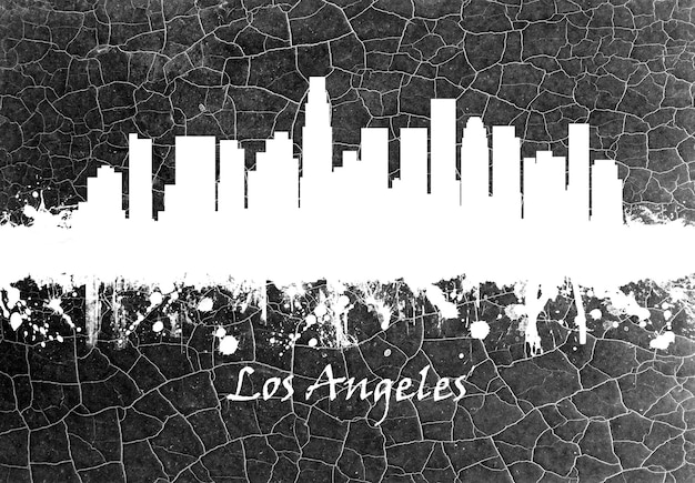 Photo horizon de los angeles en noir et blanc