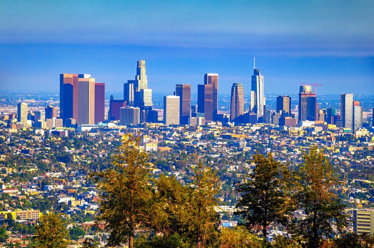 Photo l'horizon de los angeles photographié depuis le parc griffith