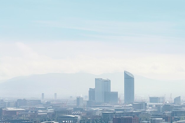 Photo l'horizon de manchester, en angleterre, avec un panorama sur un fond blanc