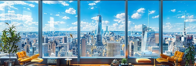 Photo l'horizon de manhattan au crépuscule vue aérienne de l'empire state building et du paysage urbain iconic new york architecture