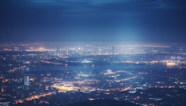 L'horizon nocturne spectaculaire d'une grande ville moderne la nuit