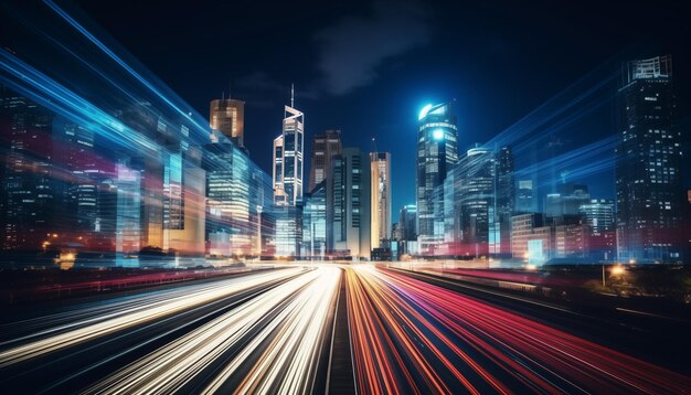 L'horizon nocturne spectaculaire d'une grande ville moderne la nuit