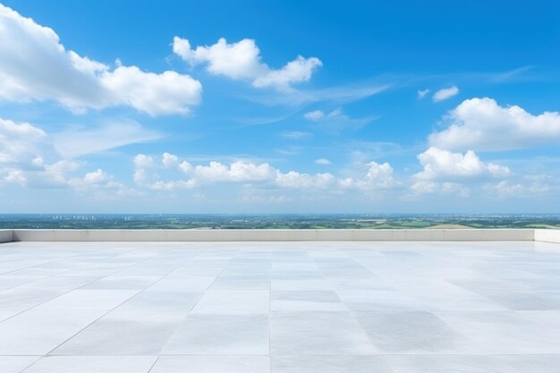 Horizon de nuage de fond de ciel bleu avec IA générative de sol en béton vide