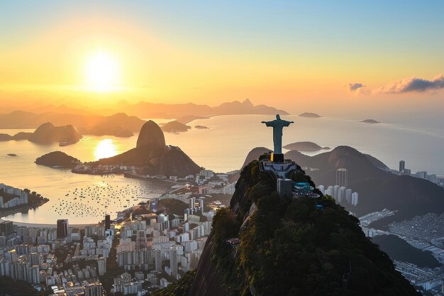 L'horizon de Rio de Janeiro39 avec le Christ Rédempteur généré par l'IA