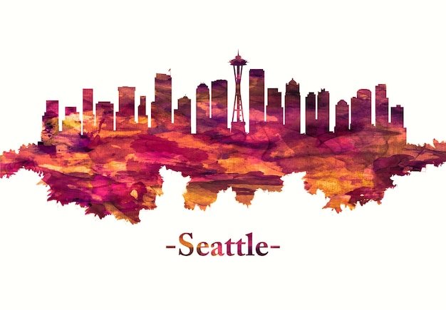 Horizon de Seattle Washington en rouge