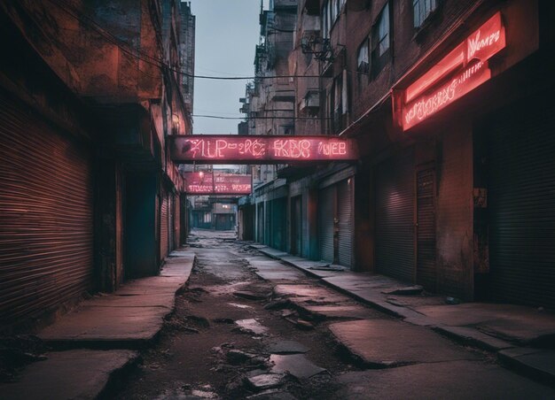 Photo une horizon de la ville éclairée rues humides mouvement flou paysage urbain cyberpunk