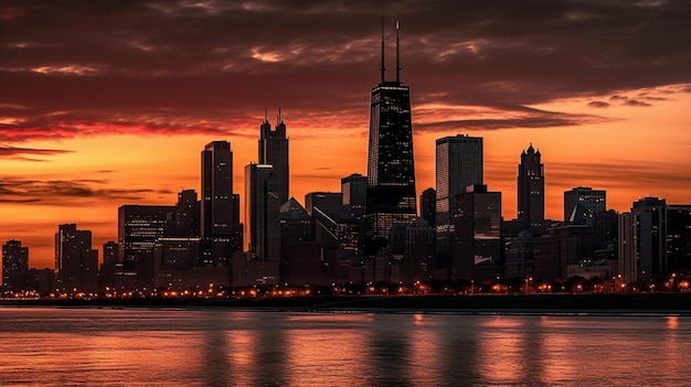 Un horizon de la ville avec l'horizon de Chicago en arrière-plan.