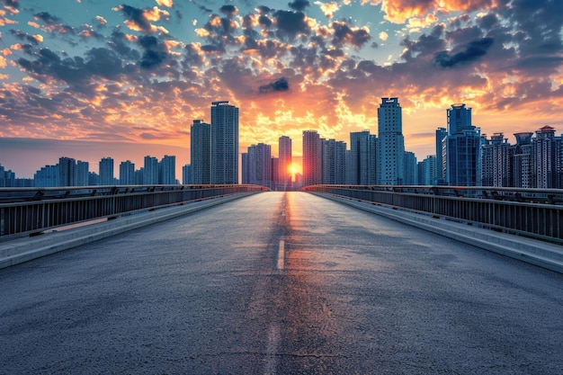 L'horizon de la ville moderne au coucher du soleil à Ningbo, en Chine