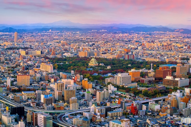 Photo l'horizon de la ville de nagoya avec le château de naboya au japon