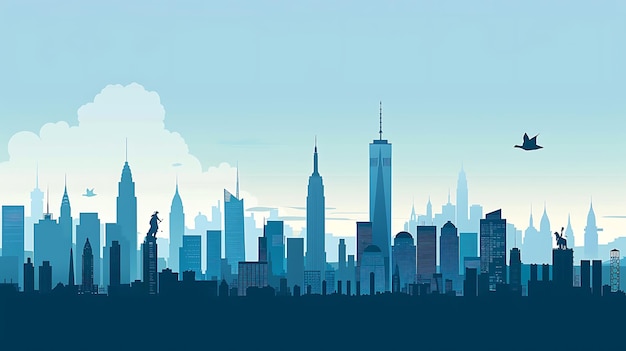 Photo l'horizon de la ville de new york dans un dessin plat illustration vectorielle