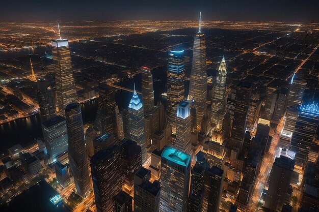 L'horizon de la ville nous éclaire la nuit les grandes villes de New York