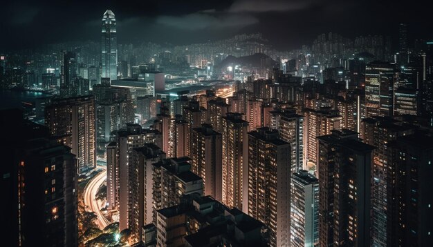 L'horizon de la ville la nuit, l'élan dans les rues.