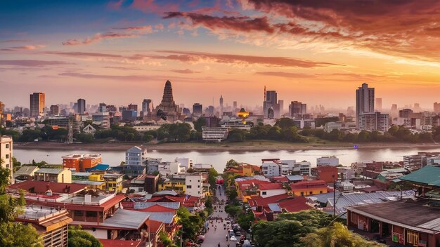 Photo l'horizon de la ville de phnom penh au cambodge