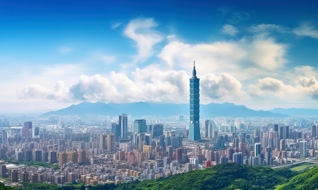 Photo l'horizon de la ville de taipei et ses gratte-ciel éclairent le paysage urbain et impressionnent les touristes