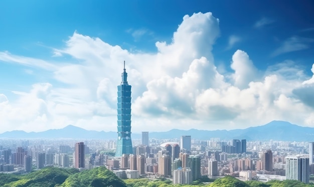 Photo l'horizon de la ville de taipei et ses gratte-ciel éclairent le paysage urbain et impressionnent les touristes