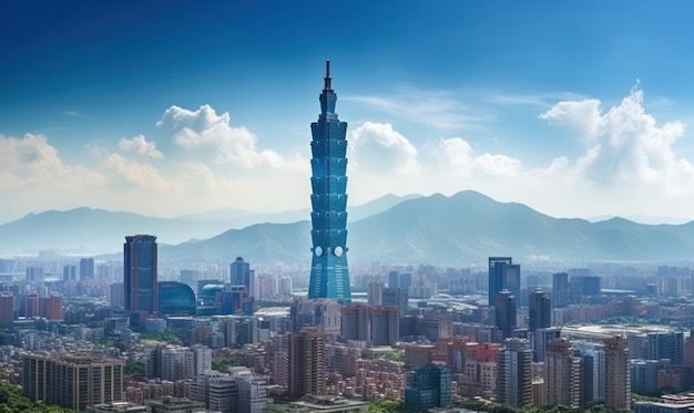 Photo l'horizon de la ville de taipei et ses gratte-ciel éclairent le paysage urbain et impressionnent les touristes