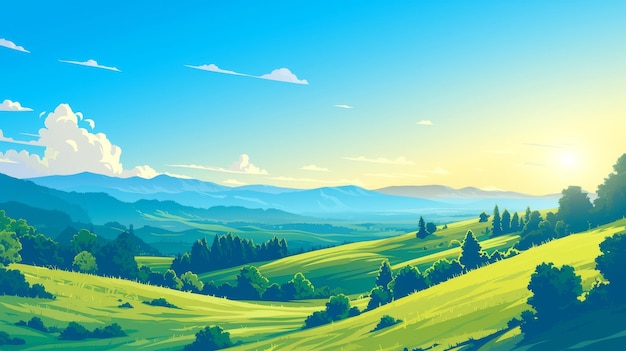 Des horizons sereins, un paysage vectoriel captivant