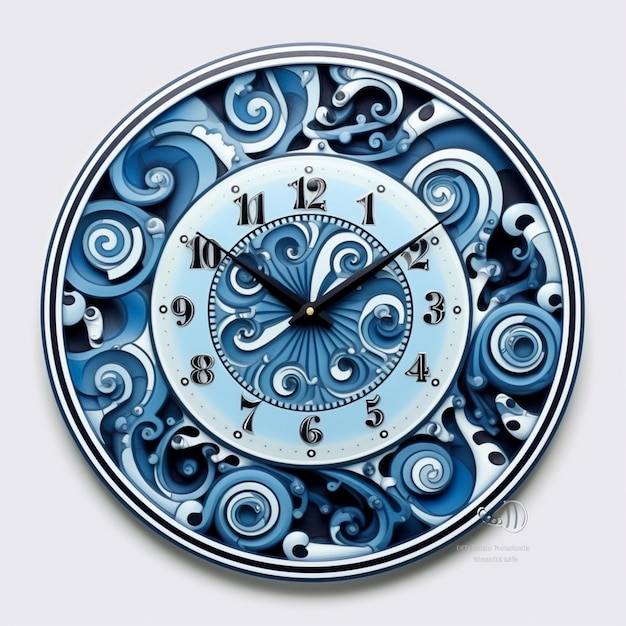 Photo une horloge bleue et blanche indiquant 12h00.