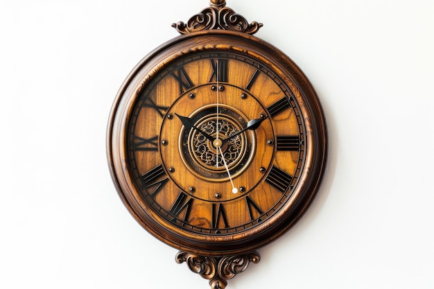 une horloge en bois avec des chiffres romains sur le visage