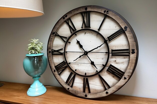 Photo horloge en bois rustique de bricolage