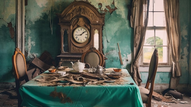 Une horloge dans une pièce avec une horloge au mur qui dit "il est 10h30"