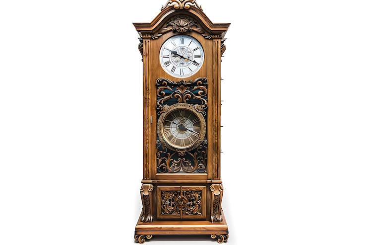 Photo l'horloge du grand-père isolée sur fond blanc