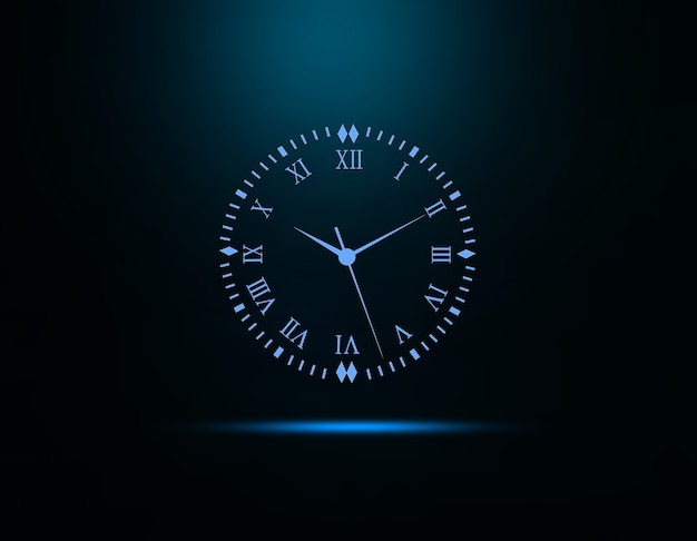 Horloge sur fond bleu foncé