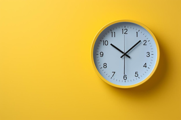 Photo une horloge jaune qui indique l'heure à 12 :00.