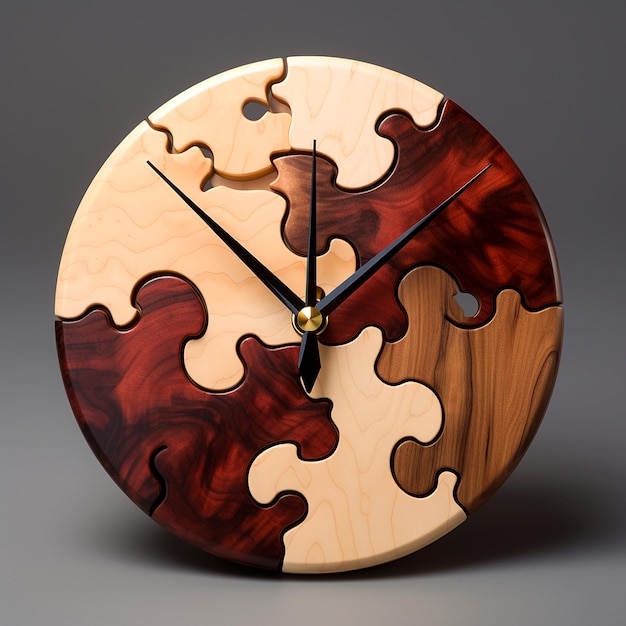 Horloge puzzle courbée en bois